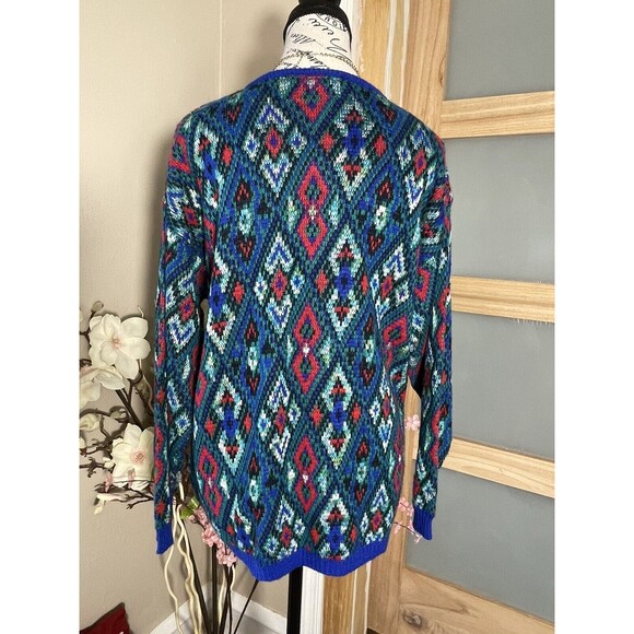 Vintage UNO & UNA Sweater Geometric Oversized 80s 90s 1980s Unisex - Picture 6 of 7